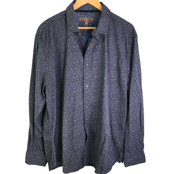 Blue Pronto Uomo Other - Blue by Pronto Uomo Men's XXL Dress Shirt Blue Black Pattern NWOT